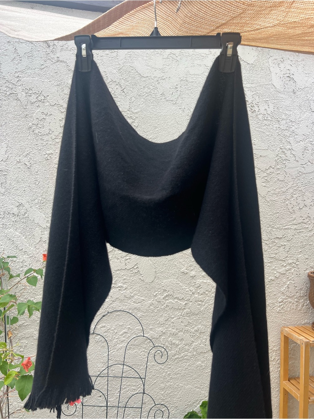 Nordstrom’s men’s shop black cashmere scarf with fringe